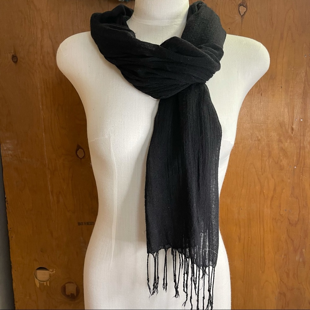 🍁3 for $15🍁 Black gauze shawl/scarf with tassels